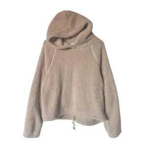 H&M Teddy Bear Hoodie Light Tan Beige Fluffy Fuzzy Corded Sweatshirt Size Medium